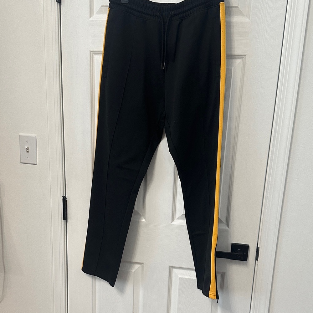 H&M Black Joggers with Yellow Stripe